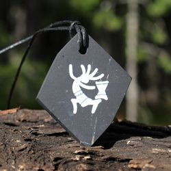 kokopelli mischief pendant made of shungite