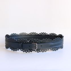 genuine leather waist belt for women. wide leather belt.handmade.