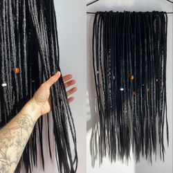 black synthetic de se dreadlocks and braids faux dreads fake dreads, double or single dreads extensions, faux locs