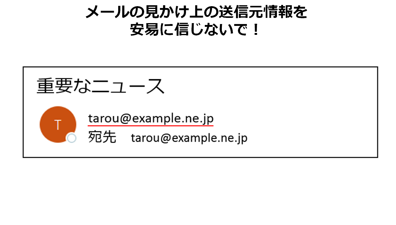 メールの見かけ上の送信元情報を安易に信じないで