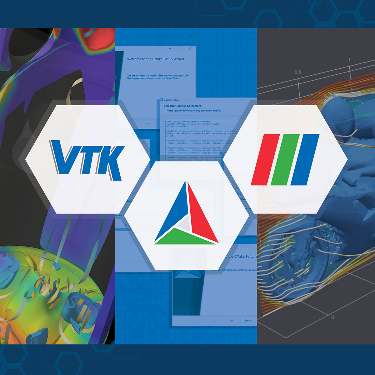 VTK, CMake and ParaView Logos