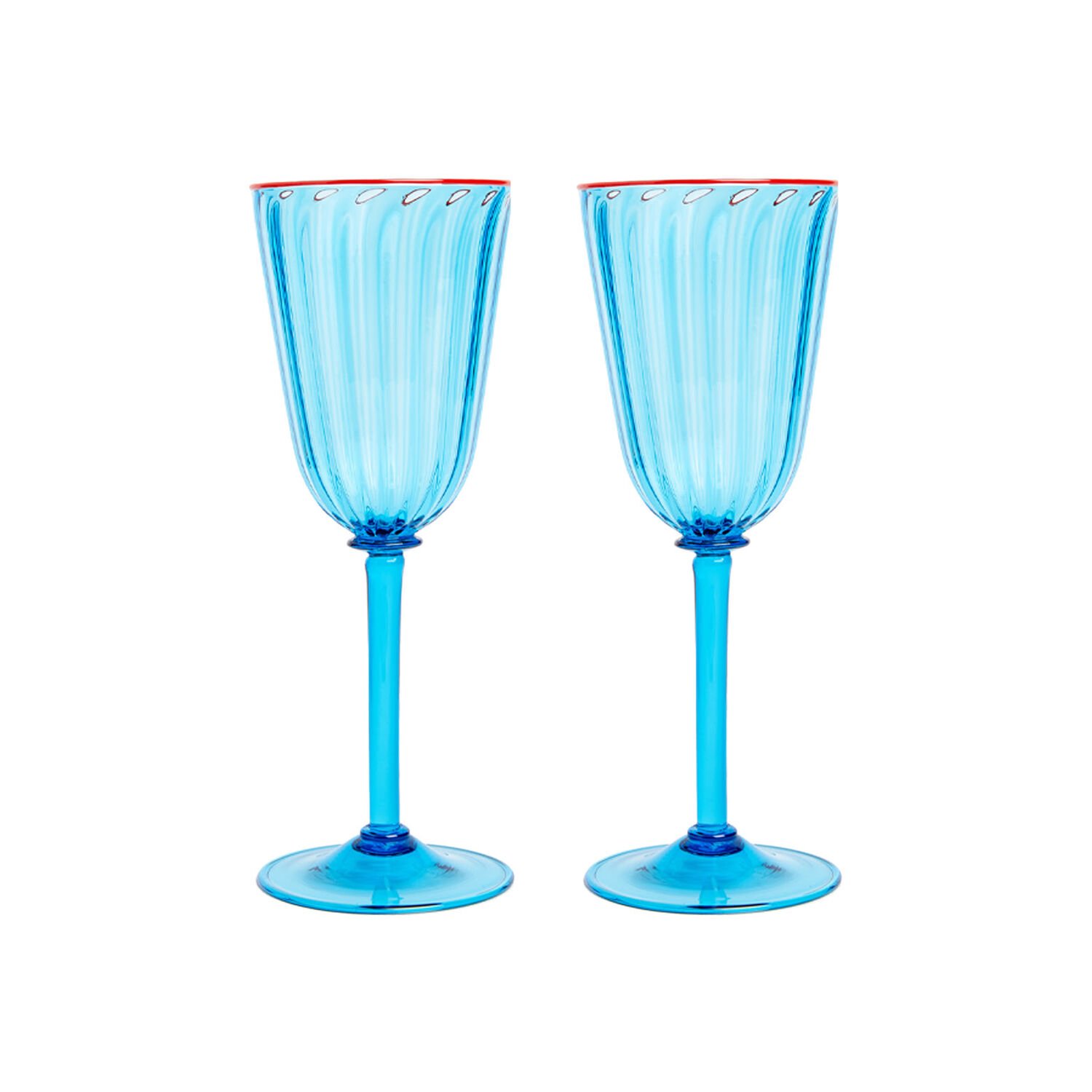 La Doublej Rainbow Murano Wine Glasses (set Of 2) In Turquoise