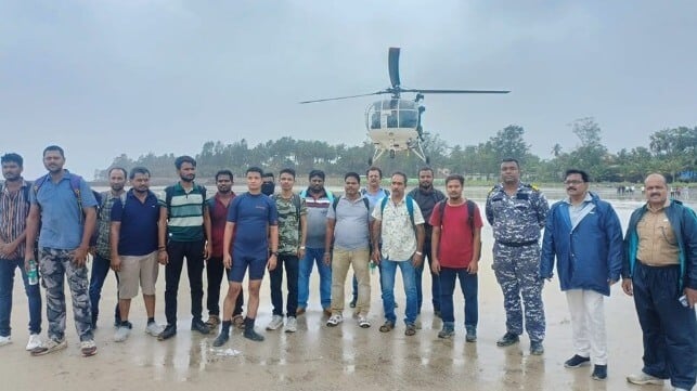ICG photo of the crew of JSW Raigad