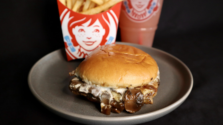 Wendy's burger with fries and drink