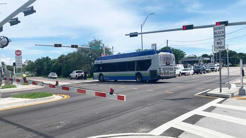 bus in intersection