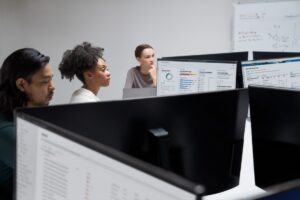 Security practitioners at work in a security operations center.