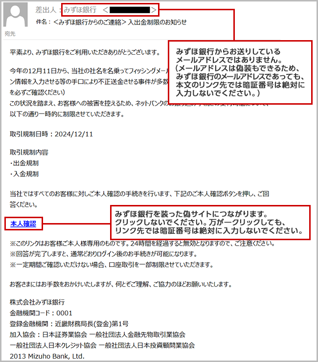 確認されている不審な電子メールのイメージ