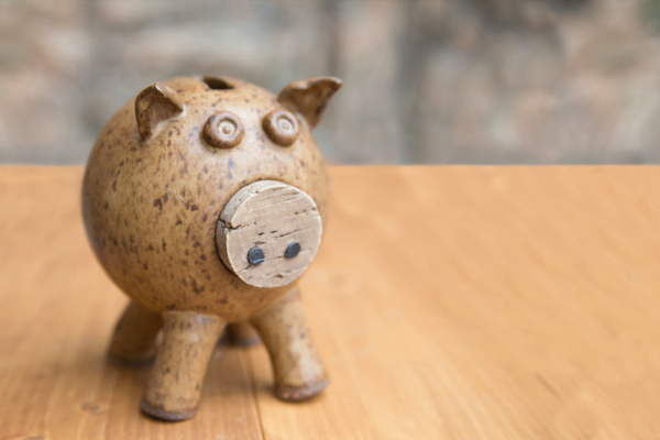 Wooden piggy bank