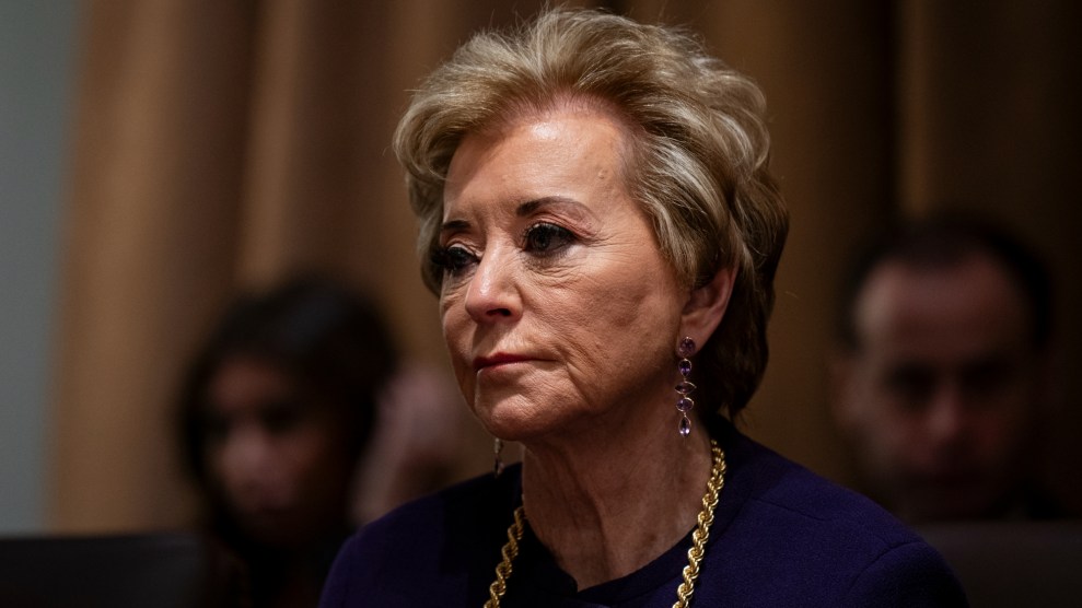 Linda McMahon, pictured from the shoulders up.