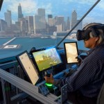 Aerospace Cognitive Engineering Lab Rapid Automation Test Environment; (ACEL-RATE) in N262 showing out-the-window views of San Francisco for UAM UTM Ride Quality Simulation project.