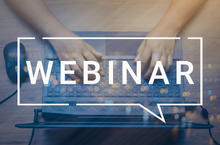 Webinar image with hands over laptop in background