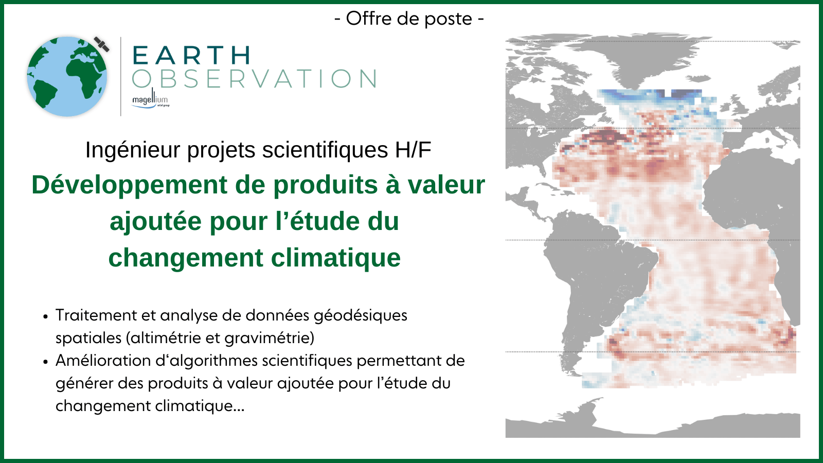 Offre de poste - Développement de produits à valeur ajoutée pour l’étude du changement climatique