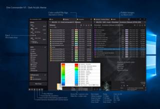 Files in dark theme with album cover loaded as browser background. Explaining the relative file dates as color/heat encoded file age.