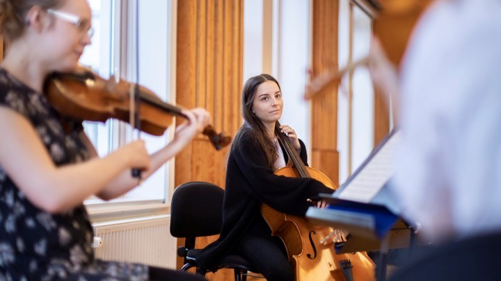 student playing violin