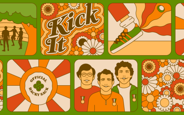 Illustration of hacky sack players