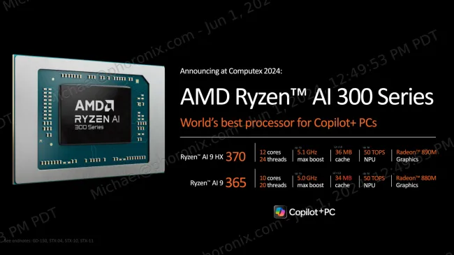 AMD Ryzen AI 300 series slide