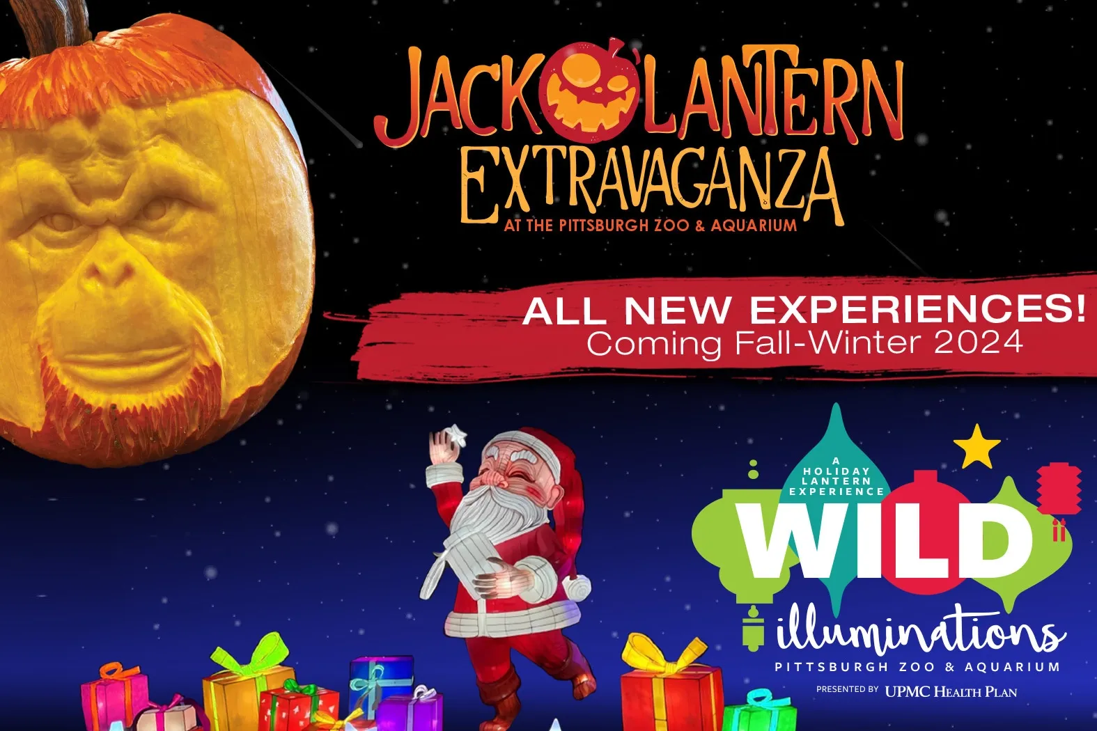 logos for the jack o'lantern extravaganza and wild illuminations: a holiday lantern experience