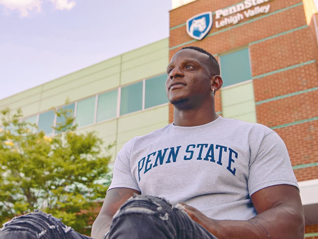 Kenneth Keitt in front of Penn State Lehigh Valley building