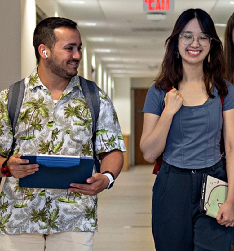 Students walking in hallway