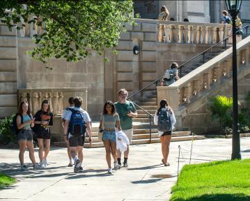 Students walking on campus