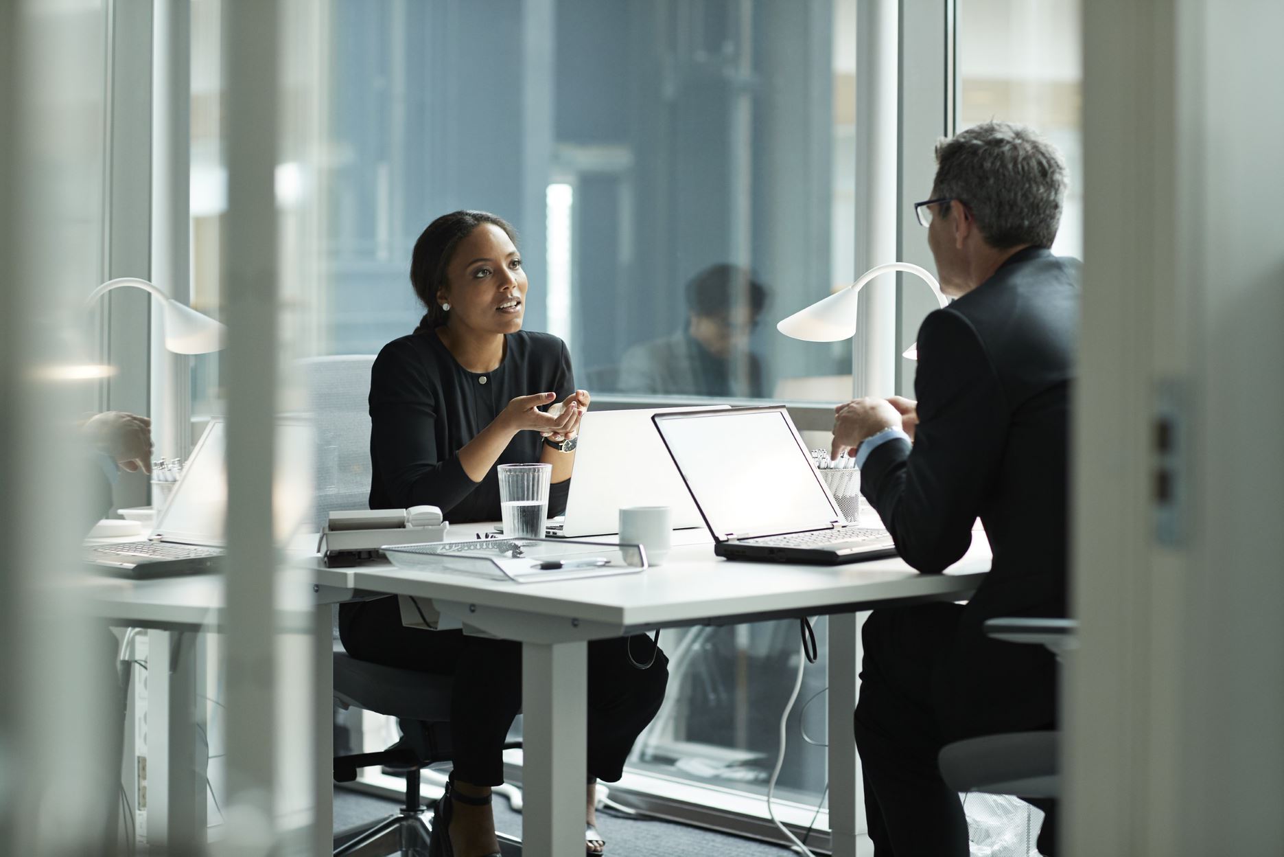 two people having a meeting