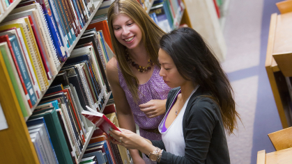 Students in George S. Smith medical library 