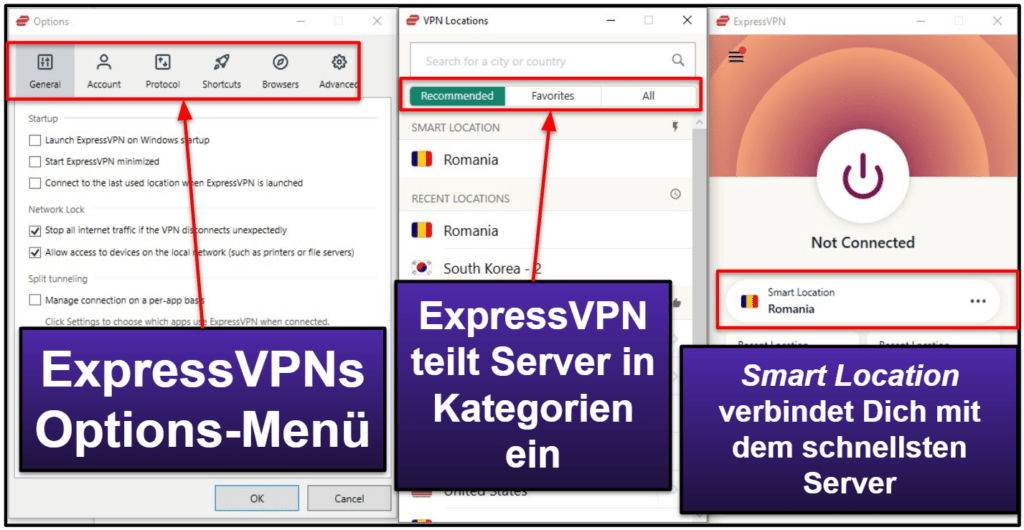 ExpressVPN Oberfläche: Mobile &amp; Desktop-Apps