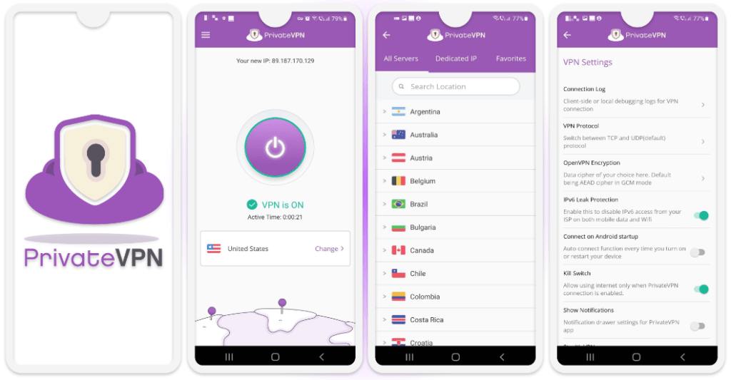 7. PrivateVPN – Goede minimalistische Android VPN