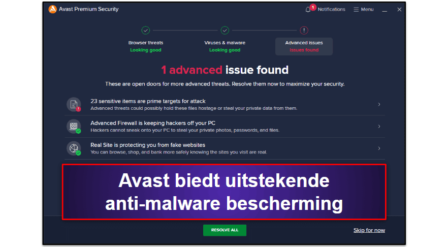 Avast Antivirus: Beveiligingsfuncties