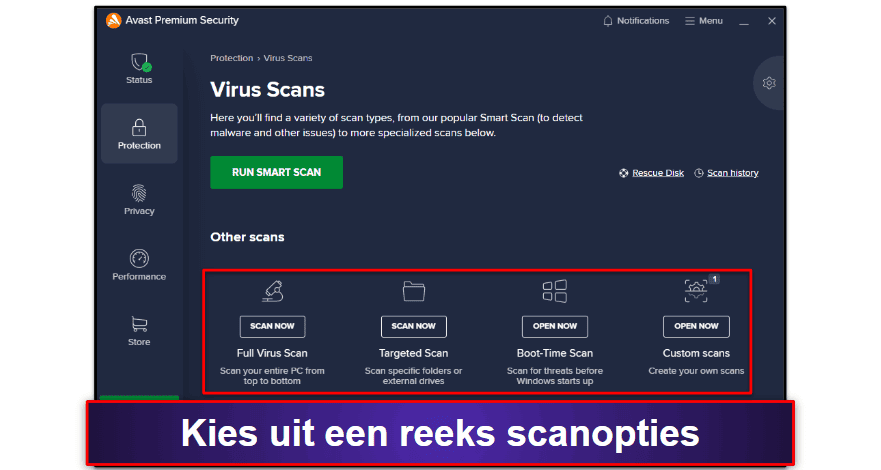 Avast Antivirus: Beveiligingsfuncties