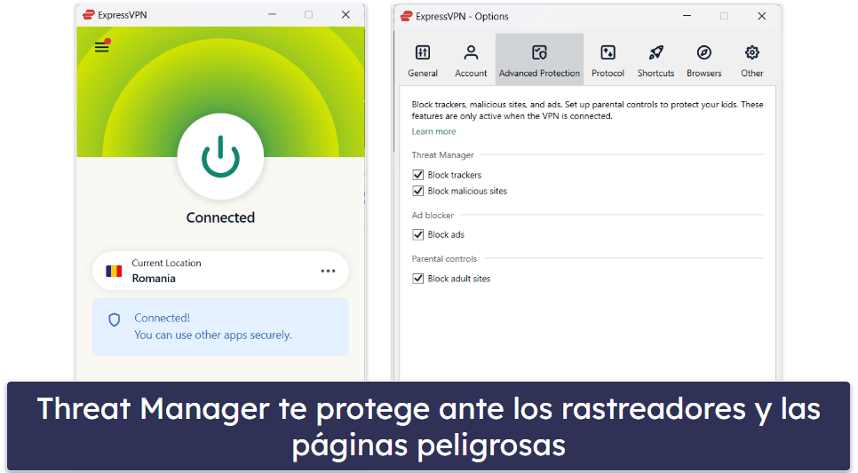 Características y funciones de ExpressVPN