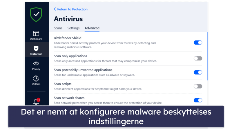 🥈2. Bitdefender Total Security — Bedst til letvægts scanning + Masser af ekstra funktioner