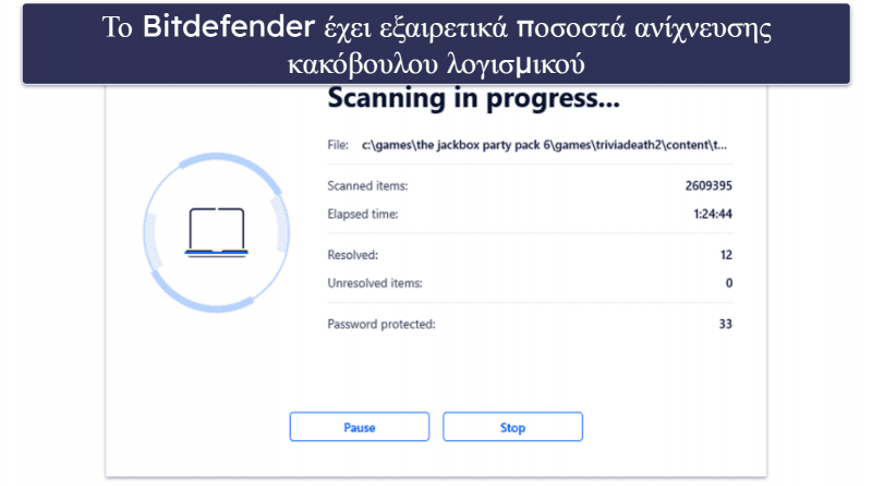 🥈2. Bitdefender Total Security — Най-добър за леки сканирания + множество допълнителни функции