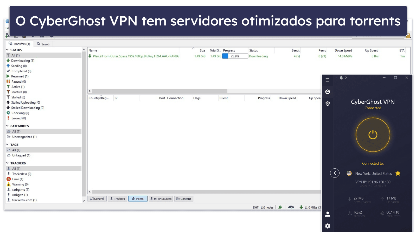 Suporte do CyberGhost VPN para torrents