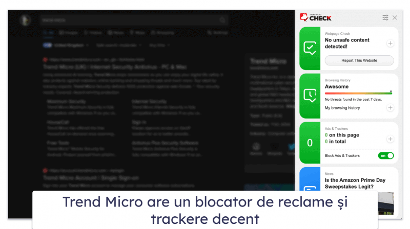 9. Trend Micro — Cel mai bun pentru navigarea securizată pe web