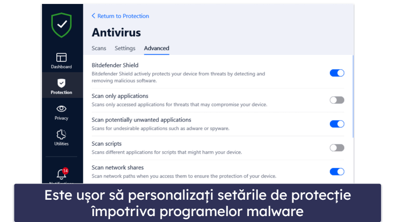 🥈2. Bitdefender Total Security — Cel mai bun pentru scanări rapide + Multe funcții suplimentare