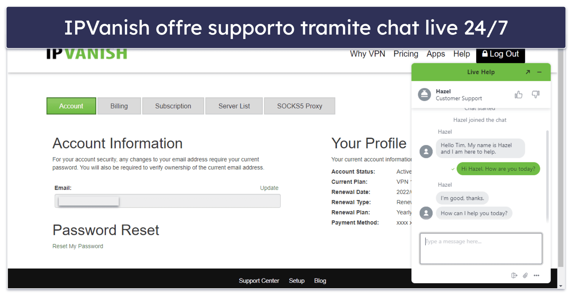 Supporto Clienti di IPVanish