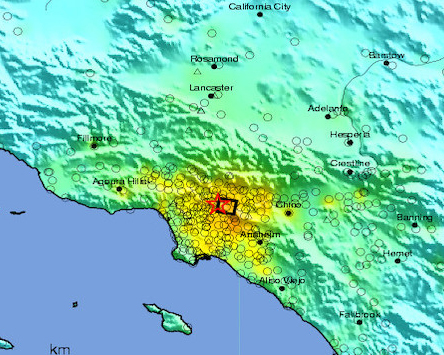 1987 Whittier Narrows earthquake map