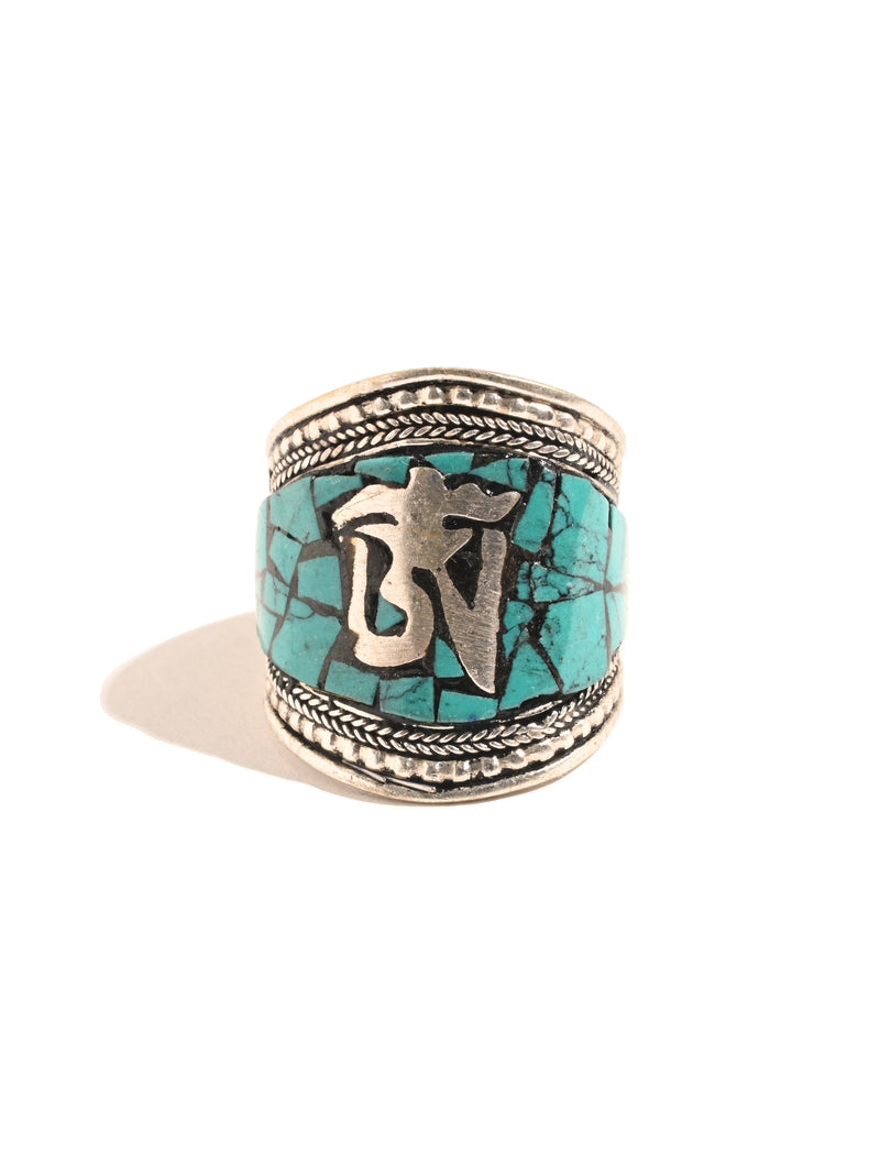 Tibetan Turquoise Om Finger Ring