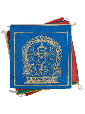 5 Buddha Small Paper Prayer Flags -16 in long