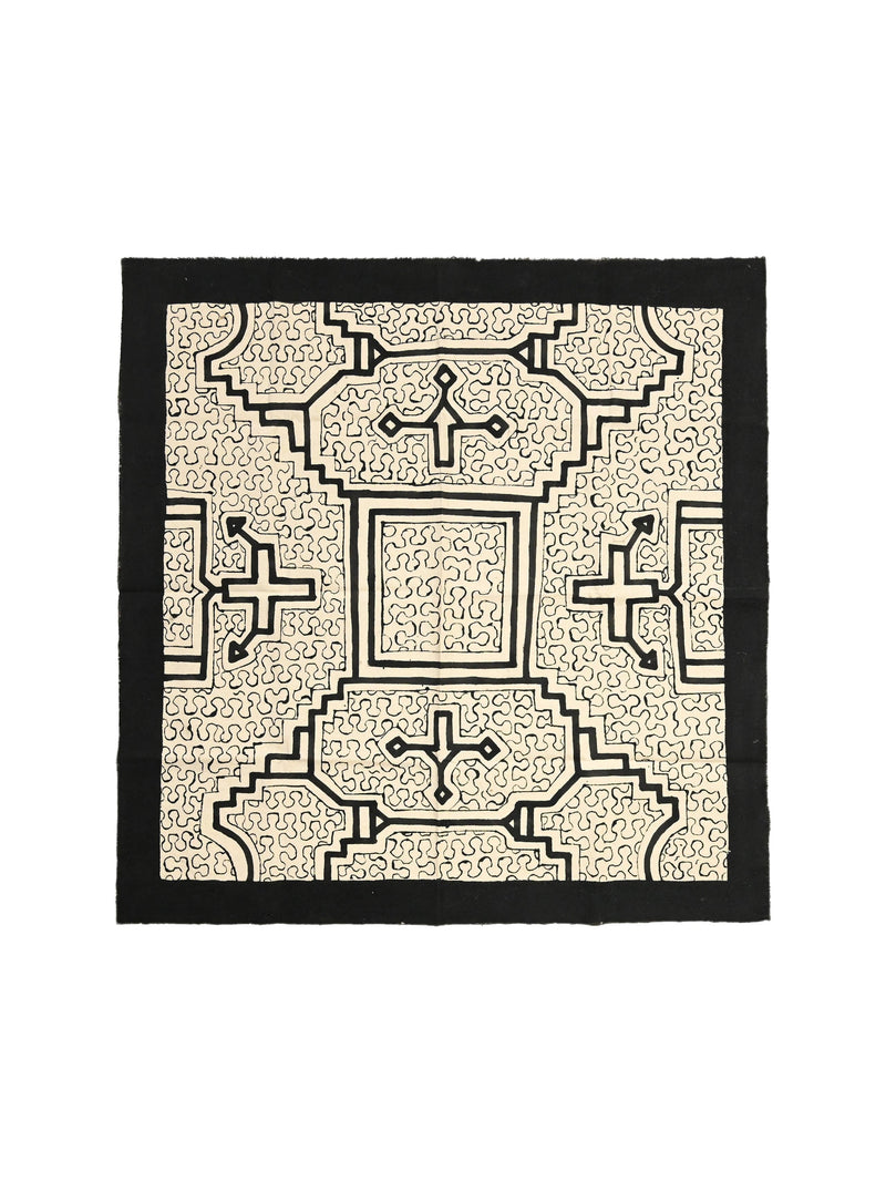 Shipibo Painted Cloth - White-Black