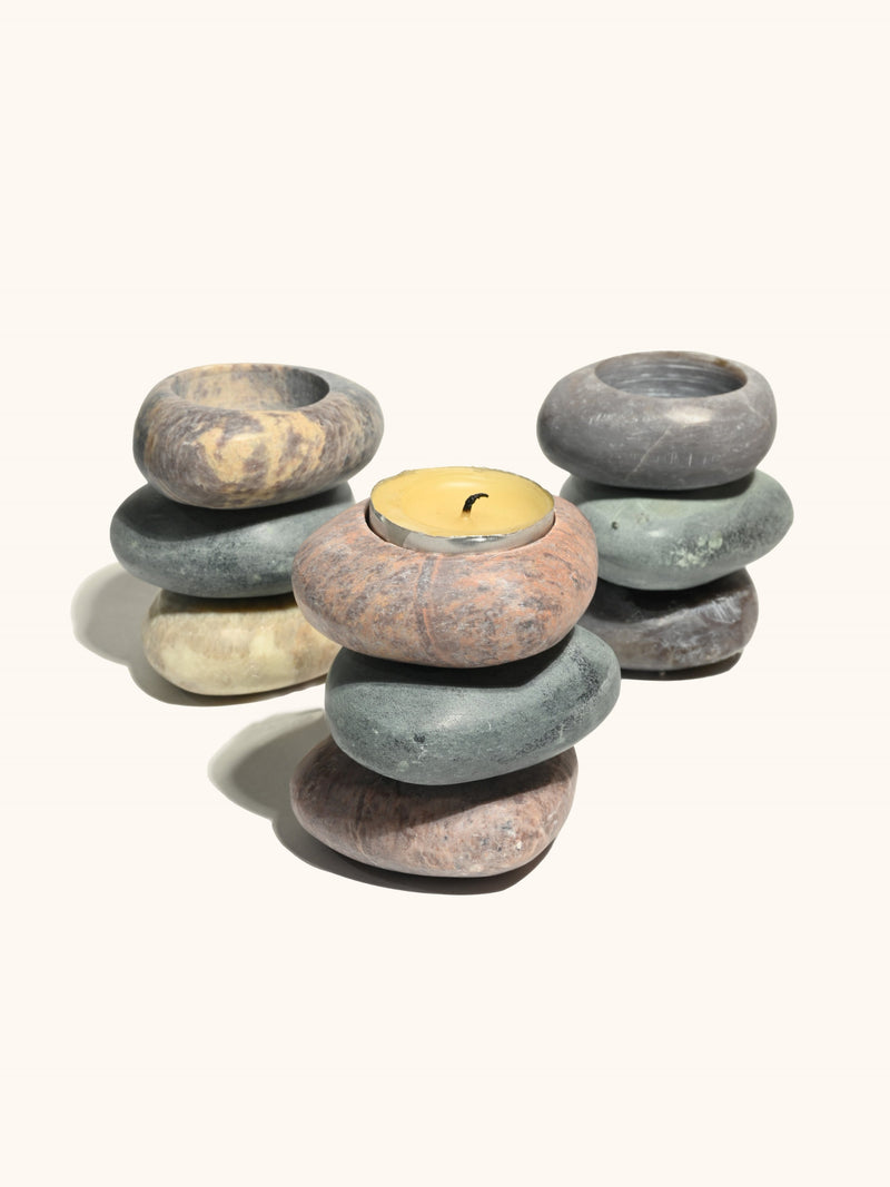 Stacked Stone Tea Light Holder