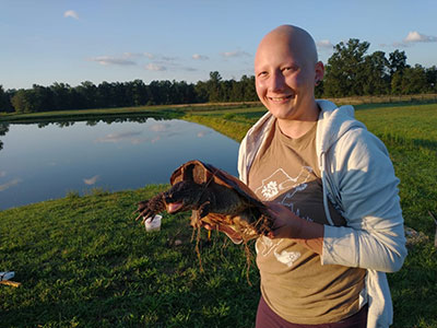 Grace with Snapping turtle