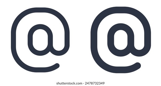 At sign or At symbol icons set designed in filled, outline, line and stroke style เวกเตอร์สต็อก