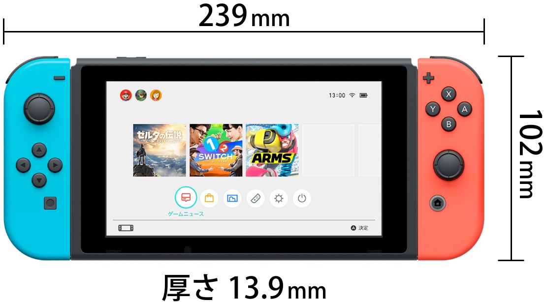 Switchの本体サイズ