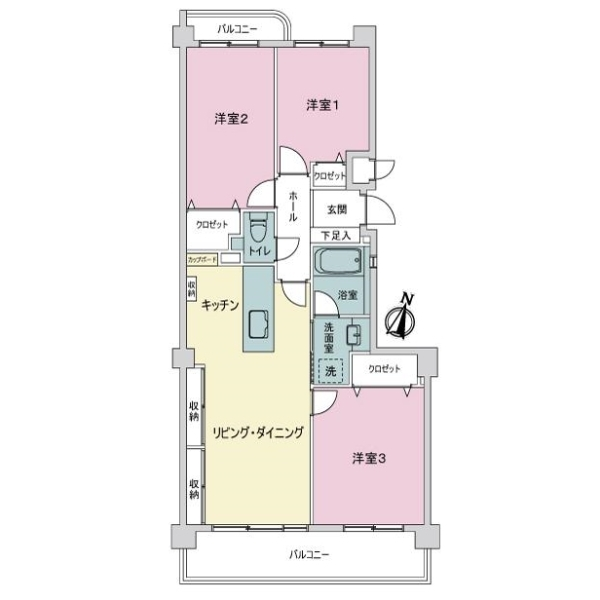 ライオンズヴィアーレ高針台２番館Ｂ棟 間取図