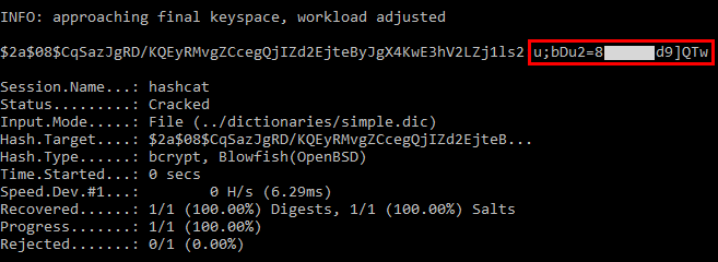 A cracked bcrypt hash