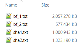 The Dropbox data across 4 text files