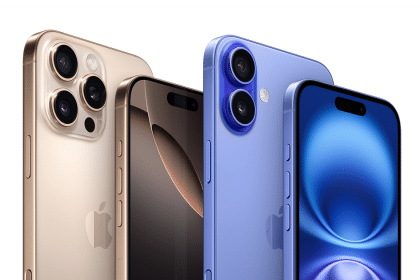 Apple iPhone 15 series showcasing Pro and standard models in gold and blue