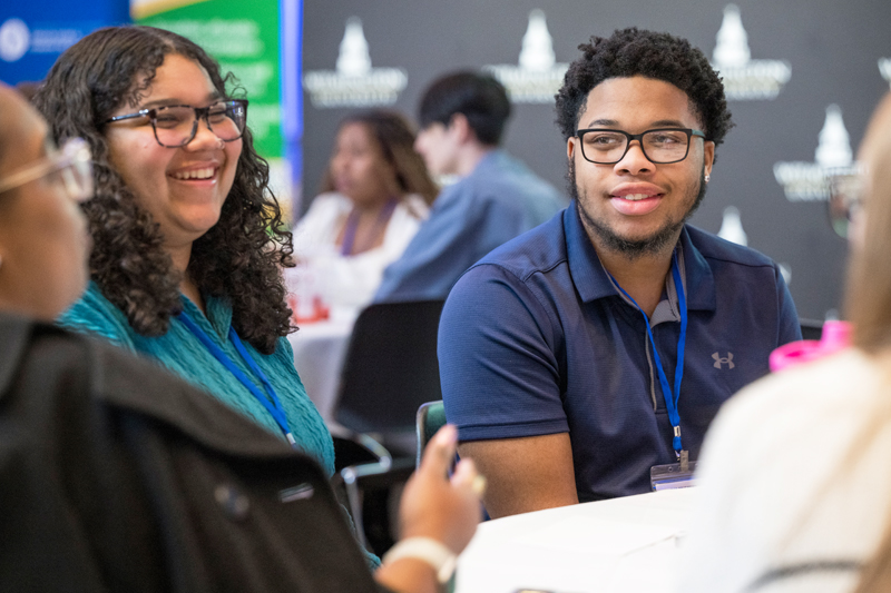 Students attending a conference about careers in education